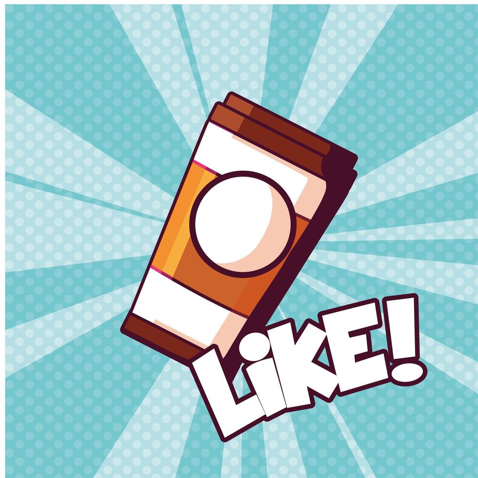 Coffee in plastic container pop art style vector