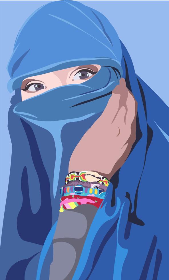 Girl with beautiful eyes covering her face with a veil vector