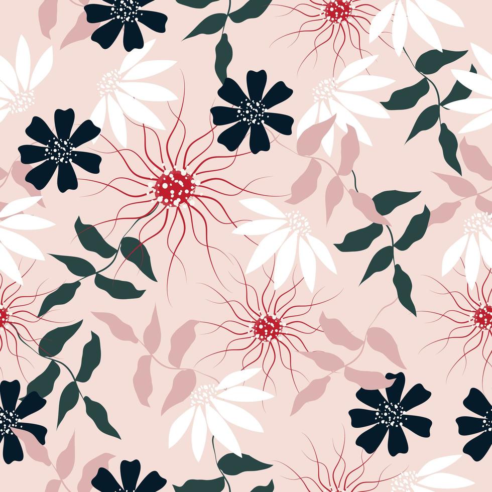 Sweet pink floral pattern vector