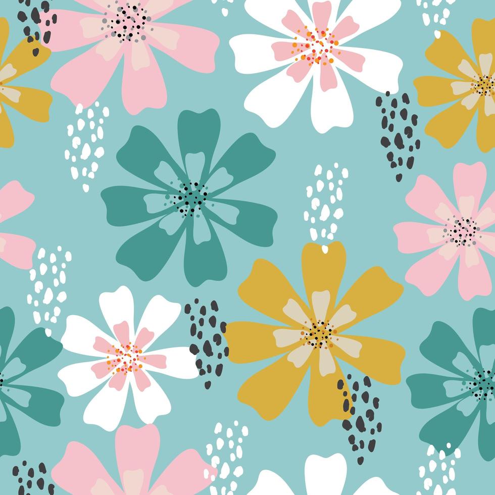 Hand drawn pastel floral pattern vector