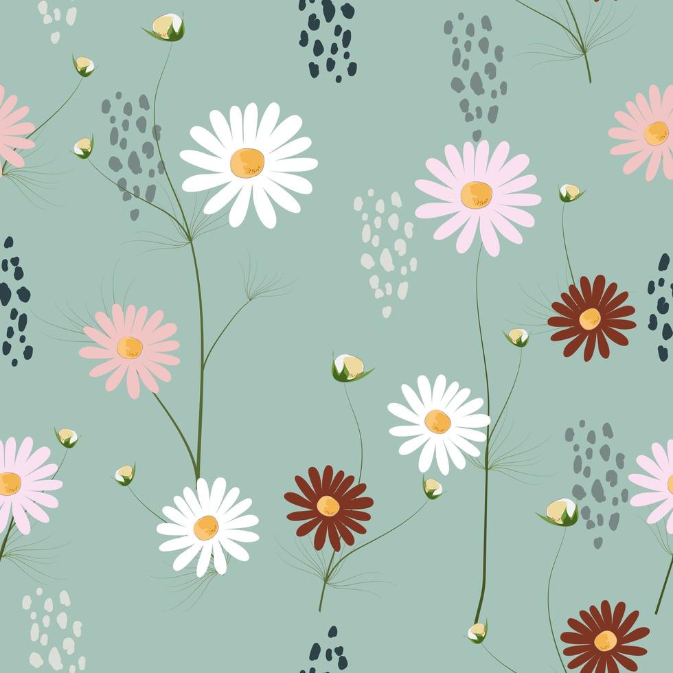 Pastel colored small flowers pattern vector