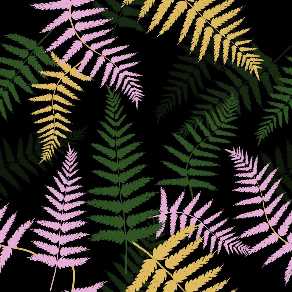 patrón de hojas de helecho colorido vector