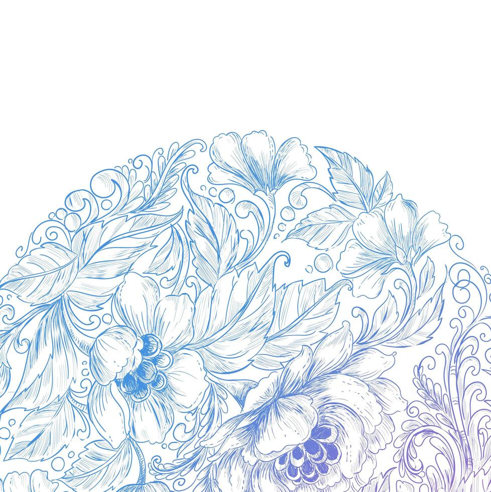 diseño artístico floral azul degradado púrpura vector