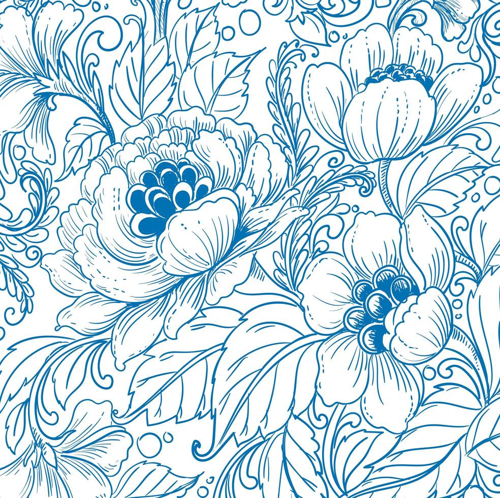 Elegant ethnic decorative blue floral pattern vector