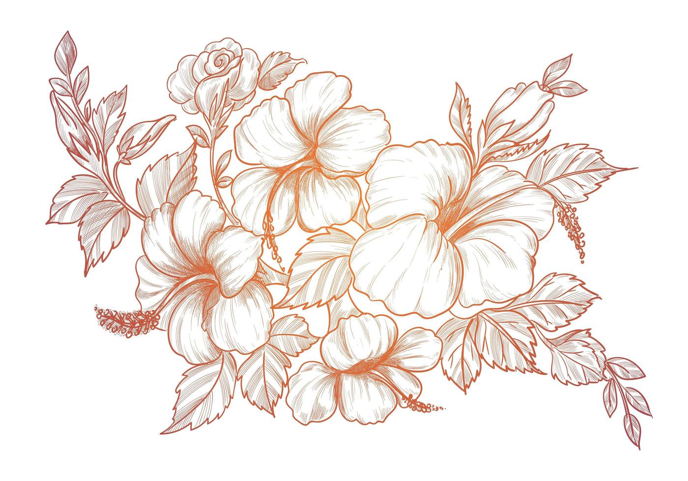 Gradient sketch decorative floral design vector