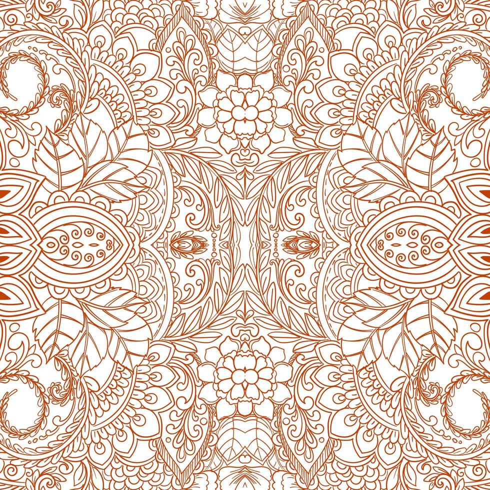 Orange ethnic decorative floral pattern design vector