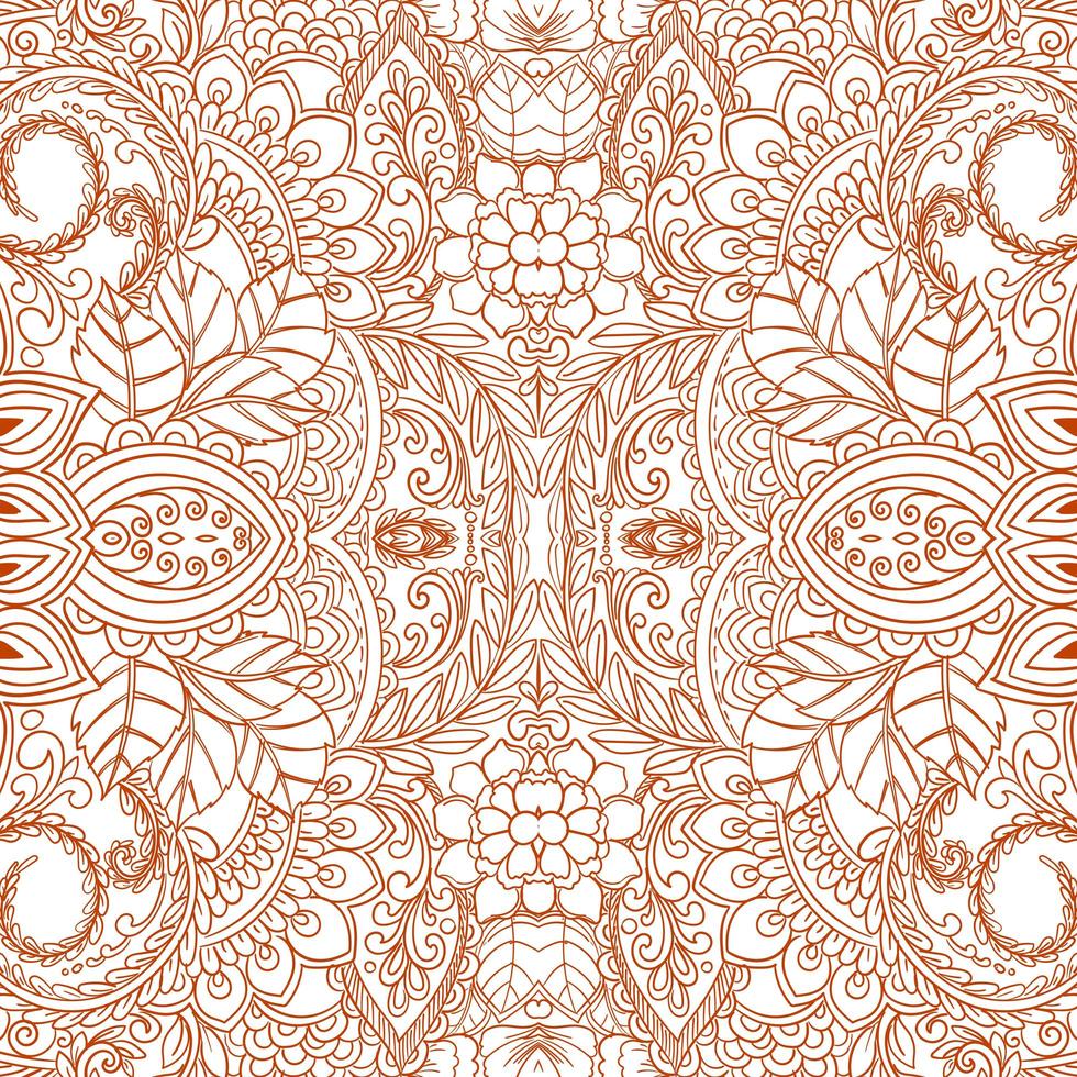 Orange ethnic decorative floral pattern design vector