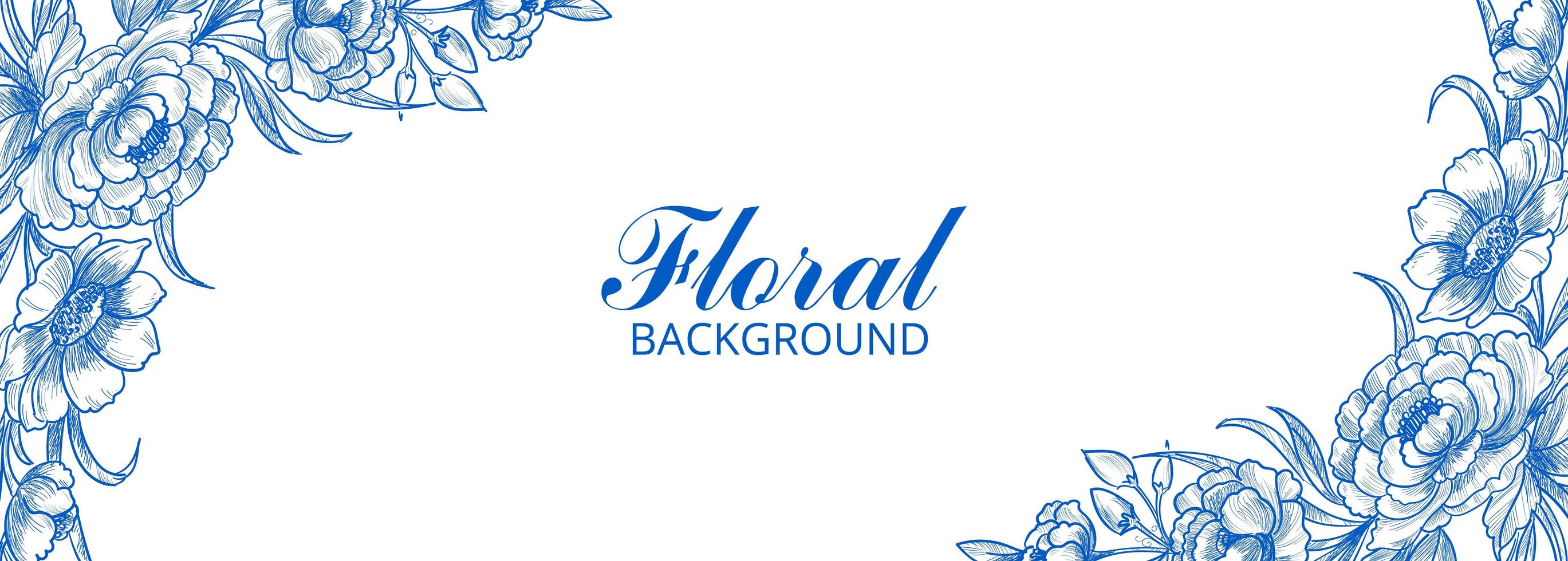 Modern decorative blue floral frame banner vector