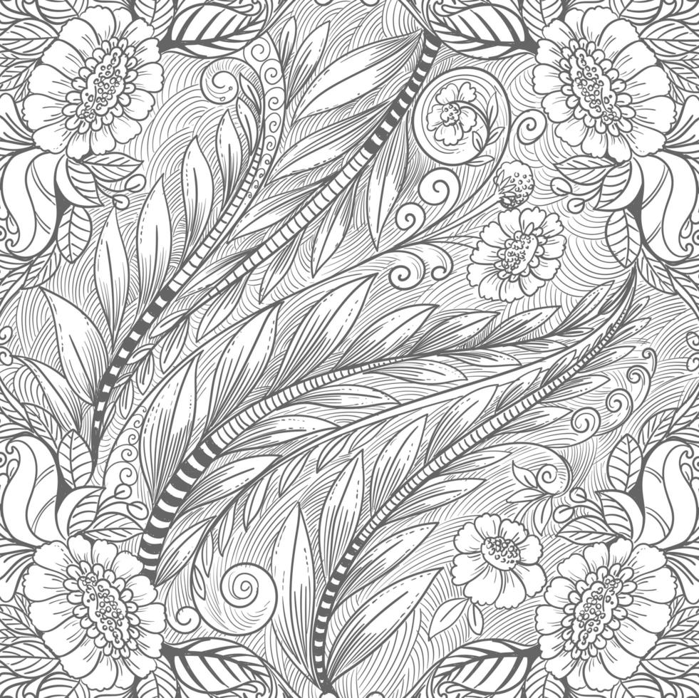 diseño de boceto de patrón floral decorativo vector