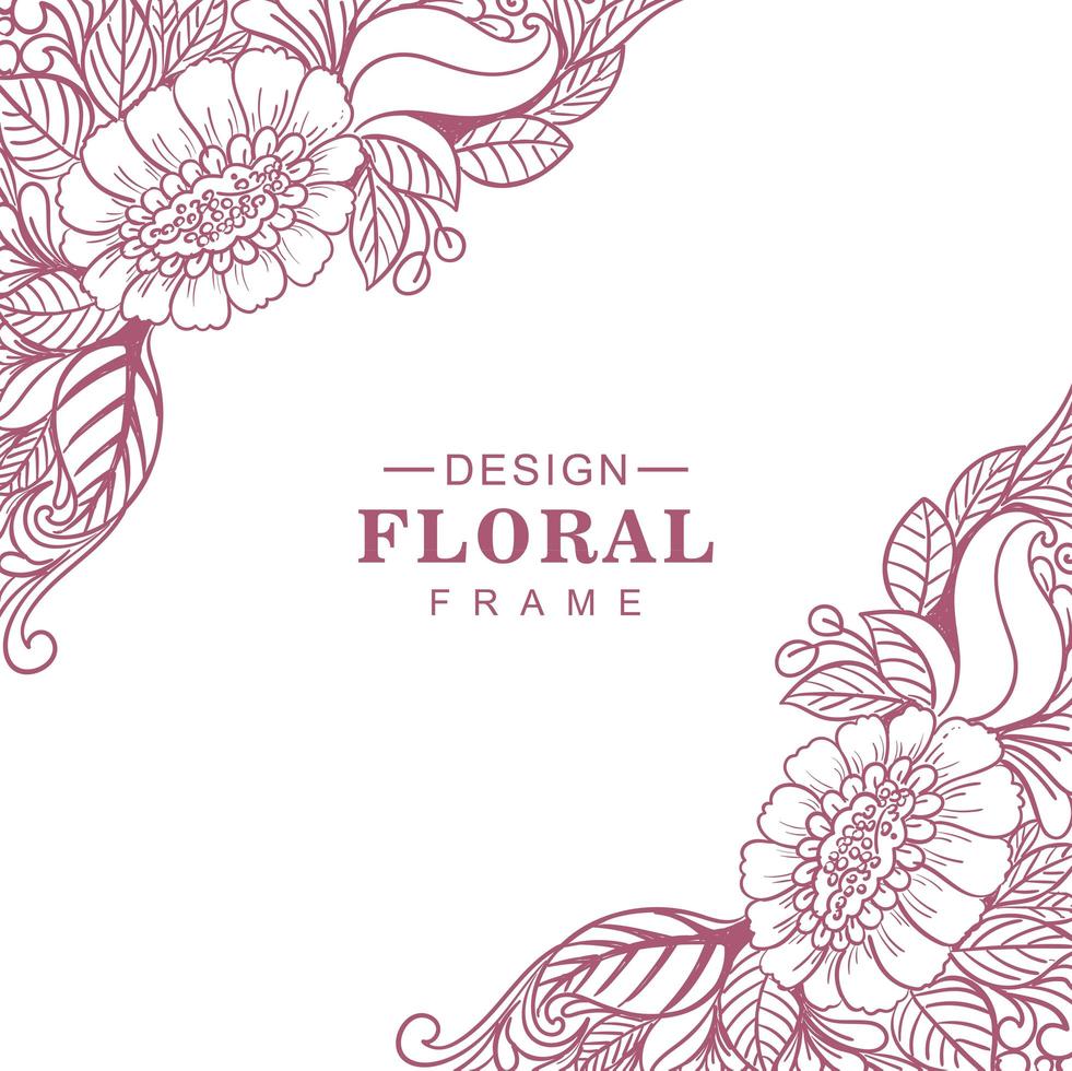 Beautiful decorative ethnic red floral frame vector