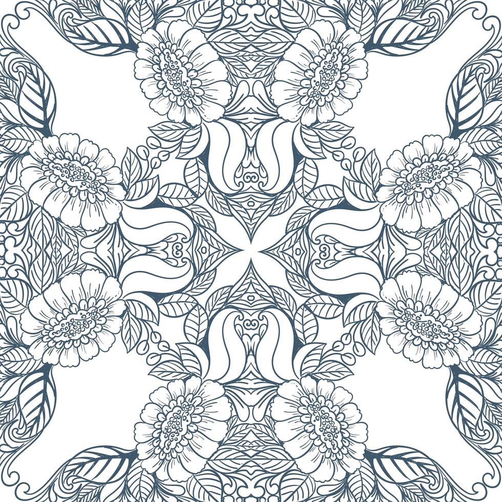 patrón de mandala floral decorativo dibujado a mano vector