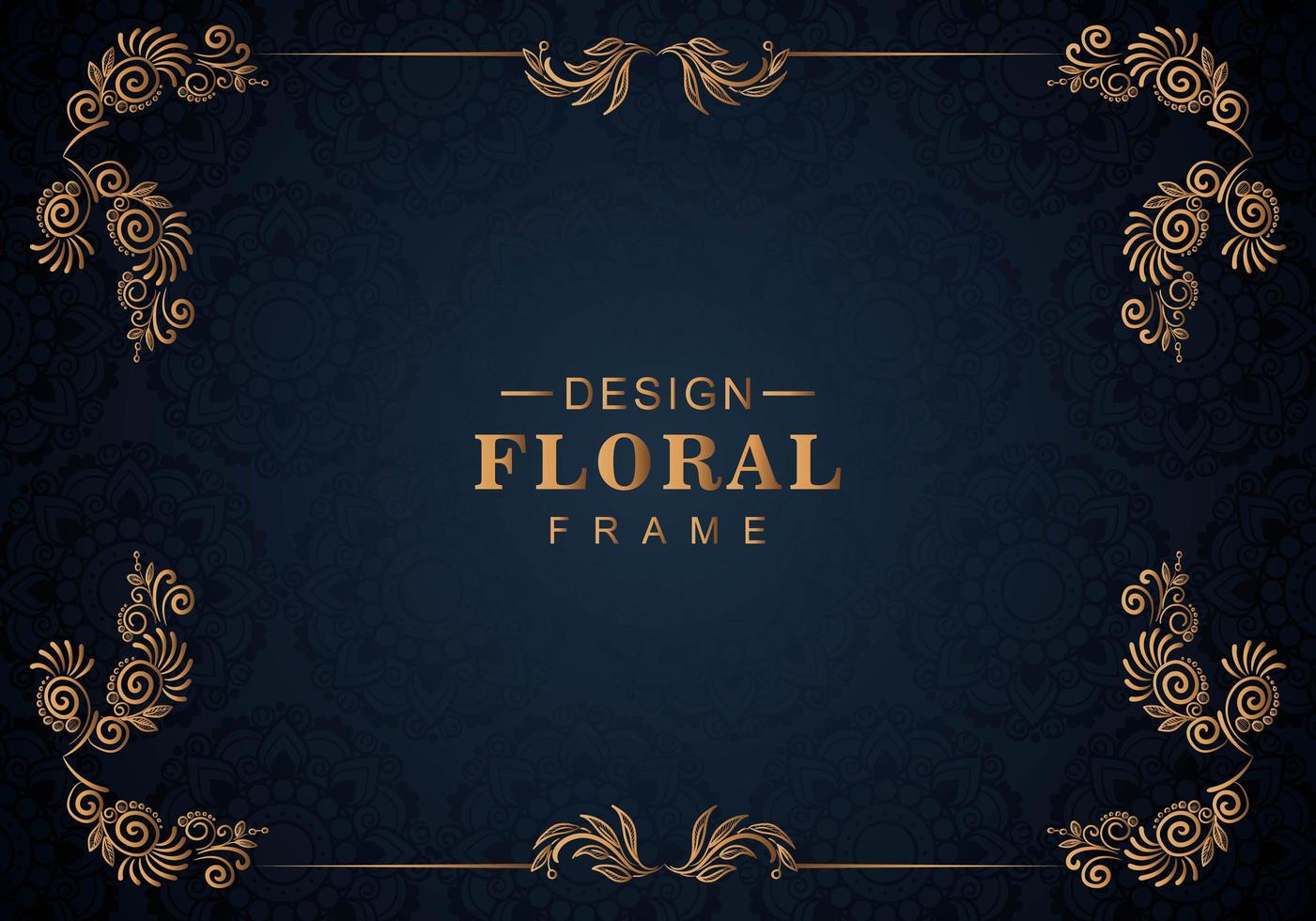 Ornament floral frame on blue vector