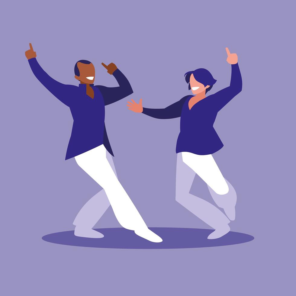 Men dancing avatar character vector