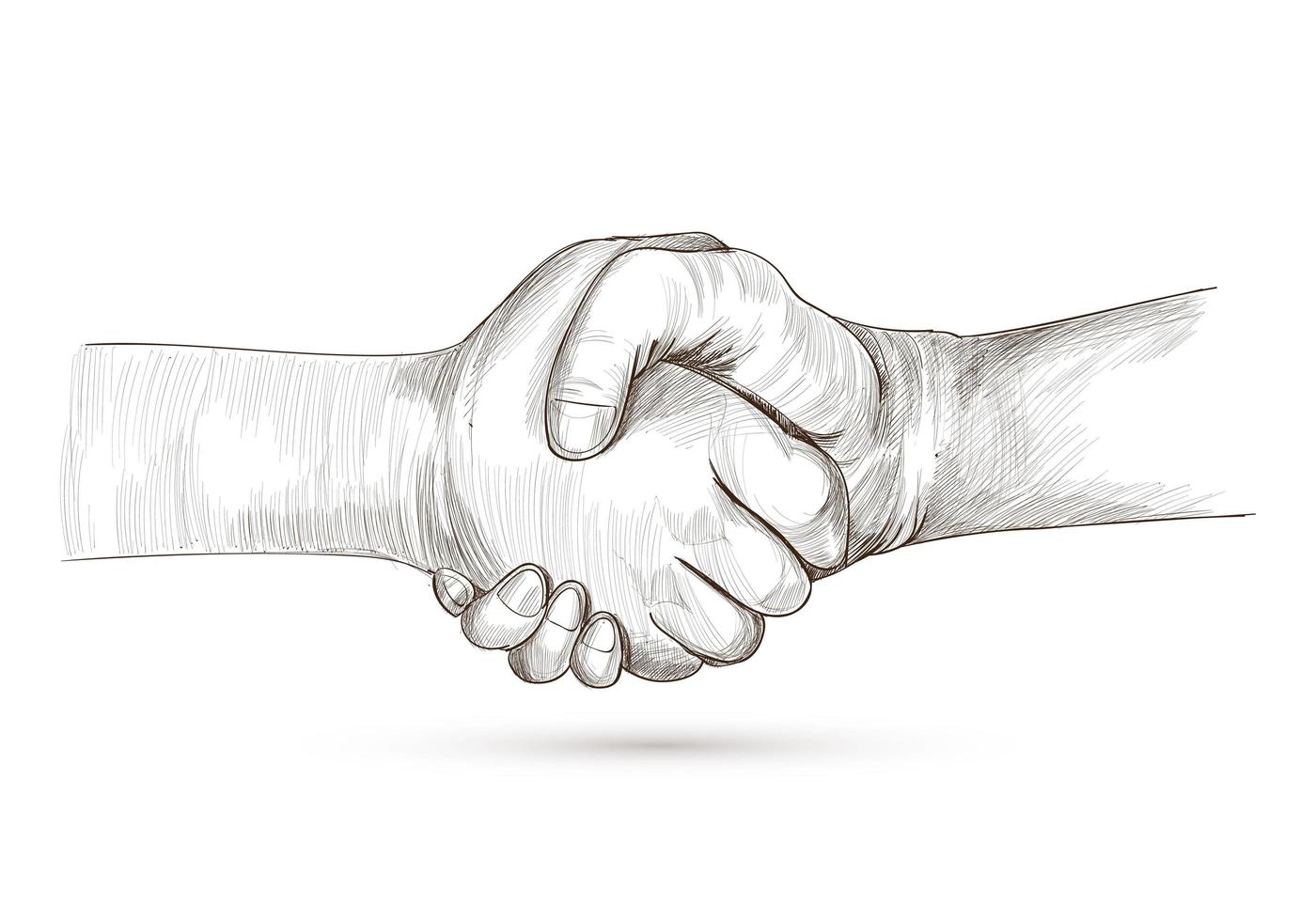 Beautiful detailed handshake sketch vector