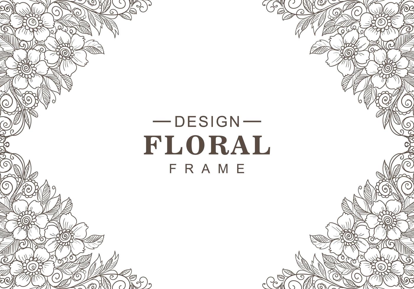 Modern decorative black and white floral frame 1311115 Vector Art at