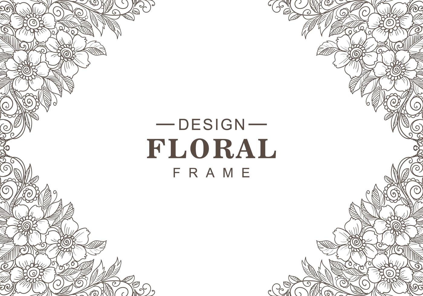 Modern decorative black and white floral frame vector