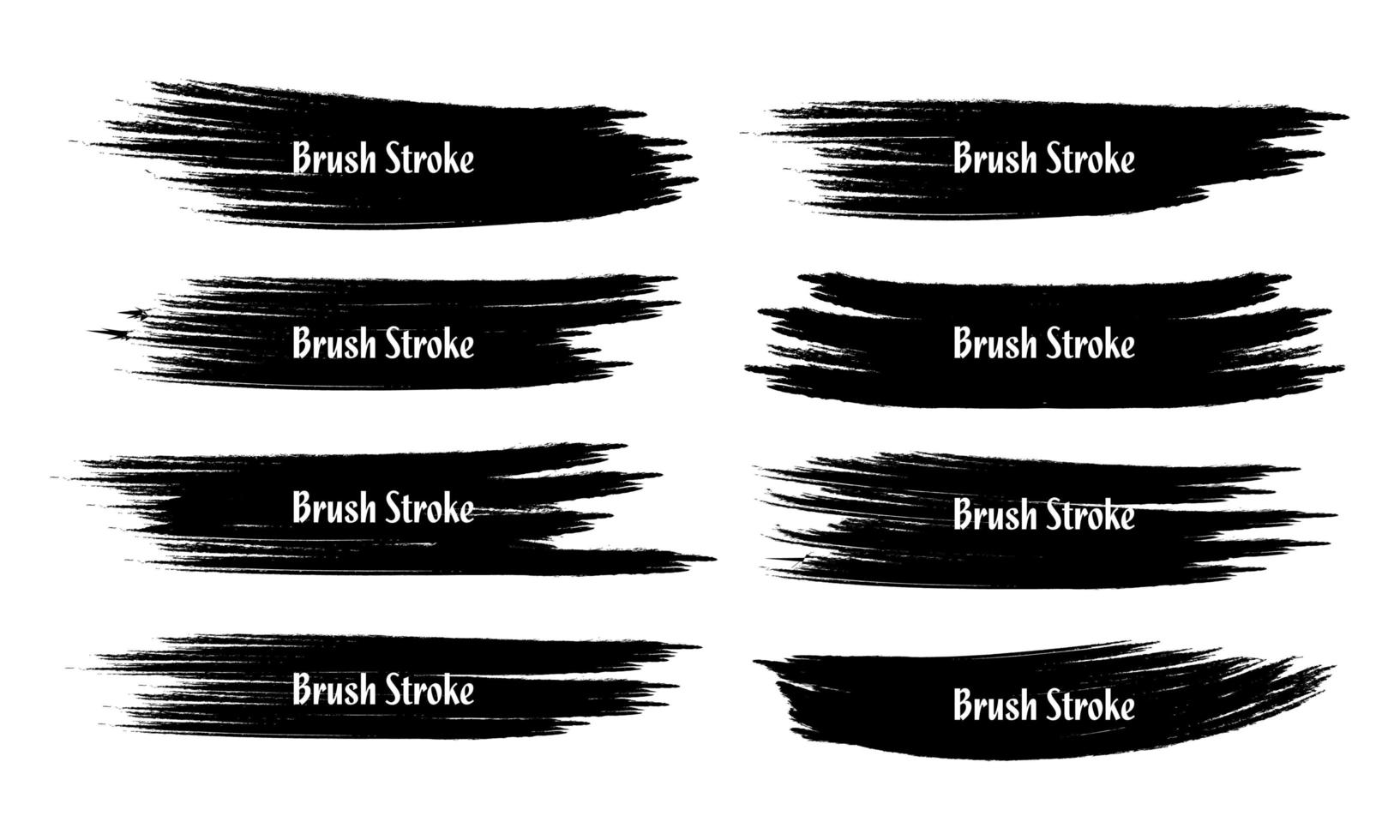 Eight abstract grunge black brushstroke set vector