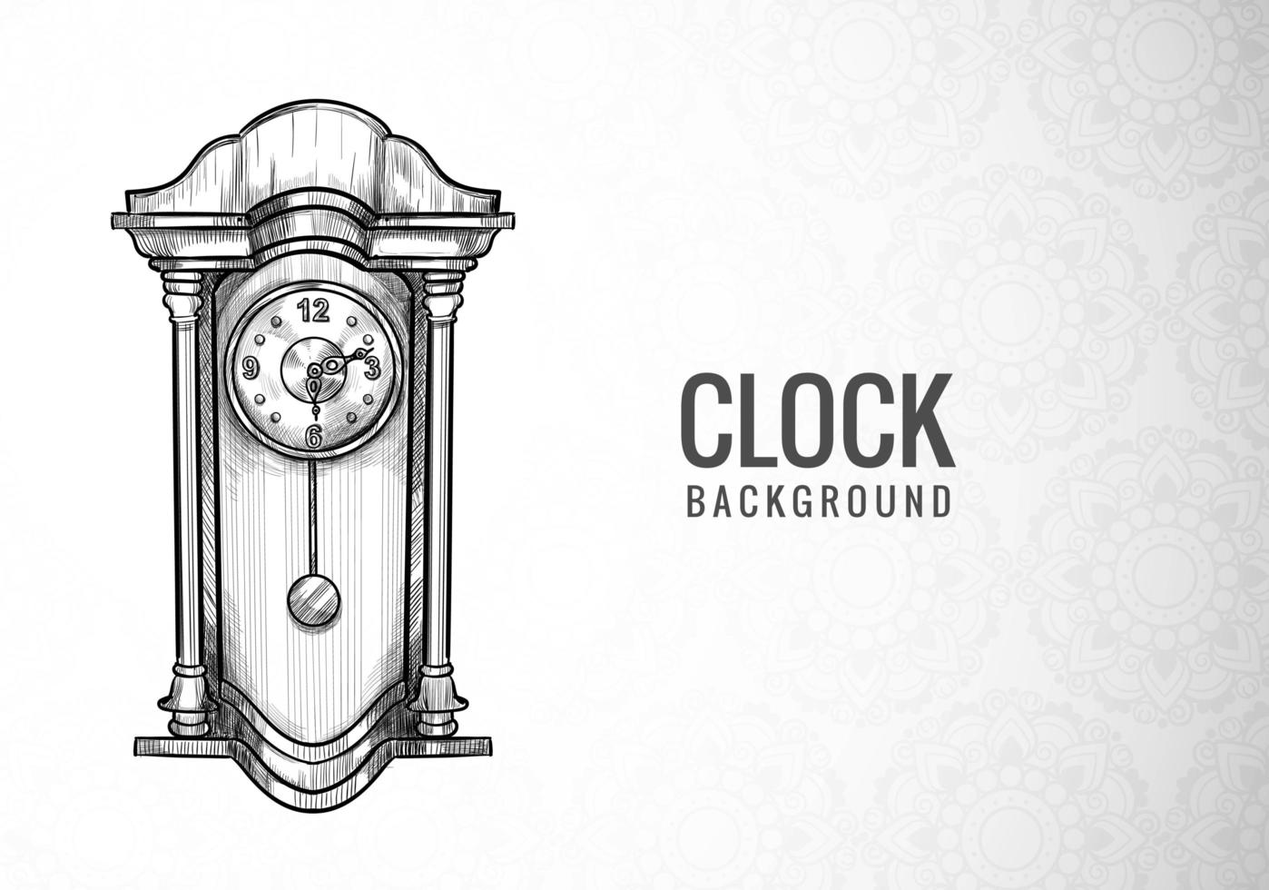 Hand drawn wall clock sketch design vector