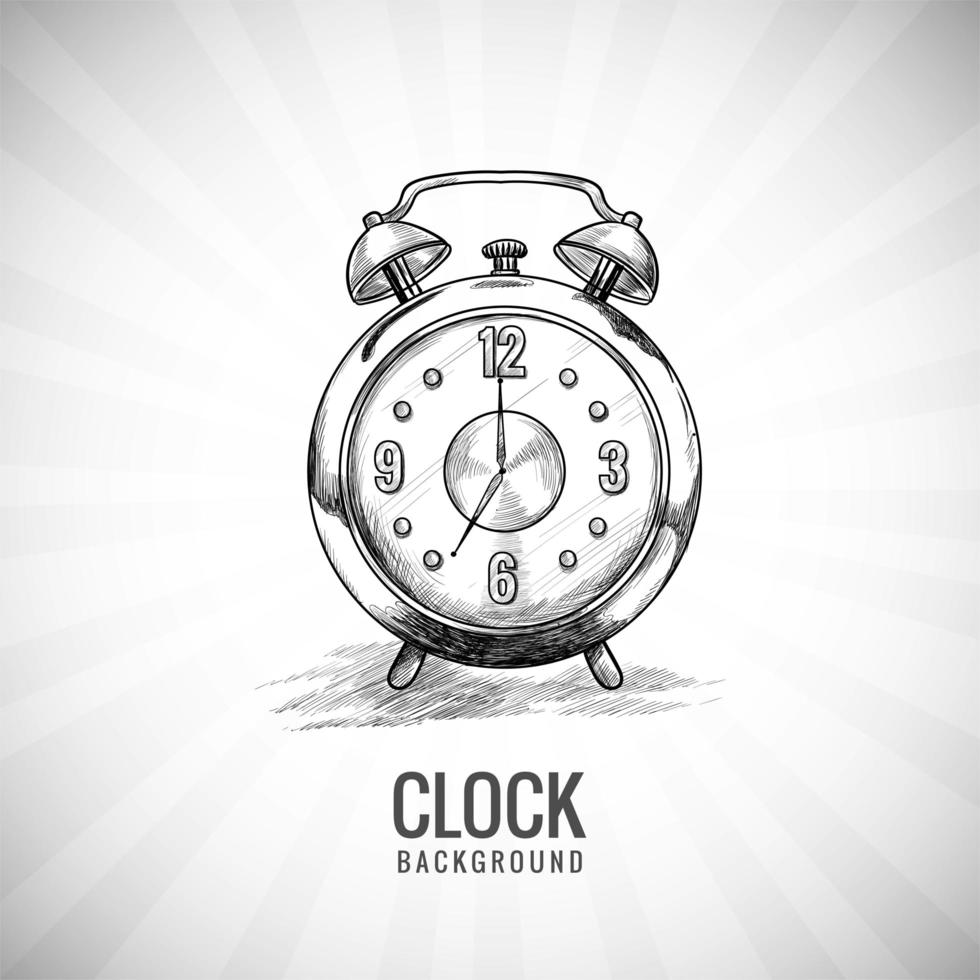 Hand drawn alarm clock time concept   vector