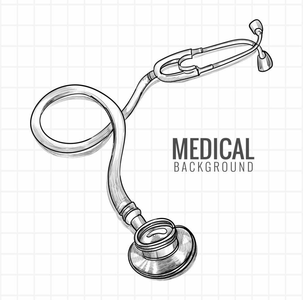 Hand drawn medical stethoscope sketch vector