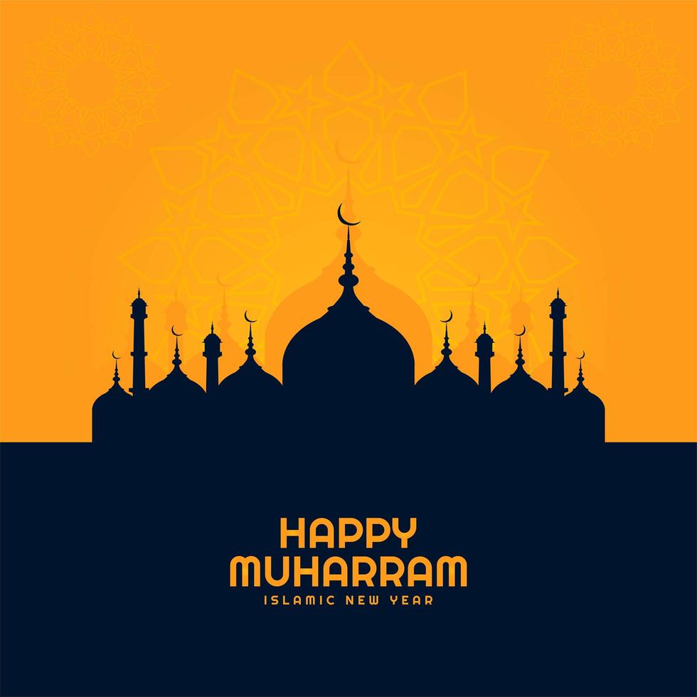 feliz año nuevo islámico muharram tarjeta navideña vector