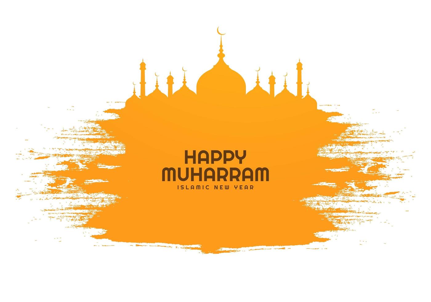 Happy muharram islamic new year holiday in yellow  vector