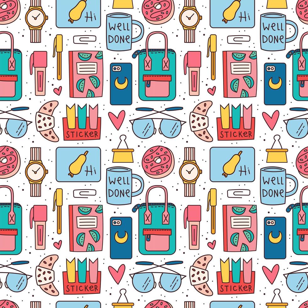 Back to school and office themed seamless pattern vector