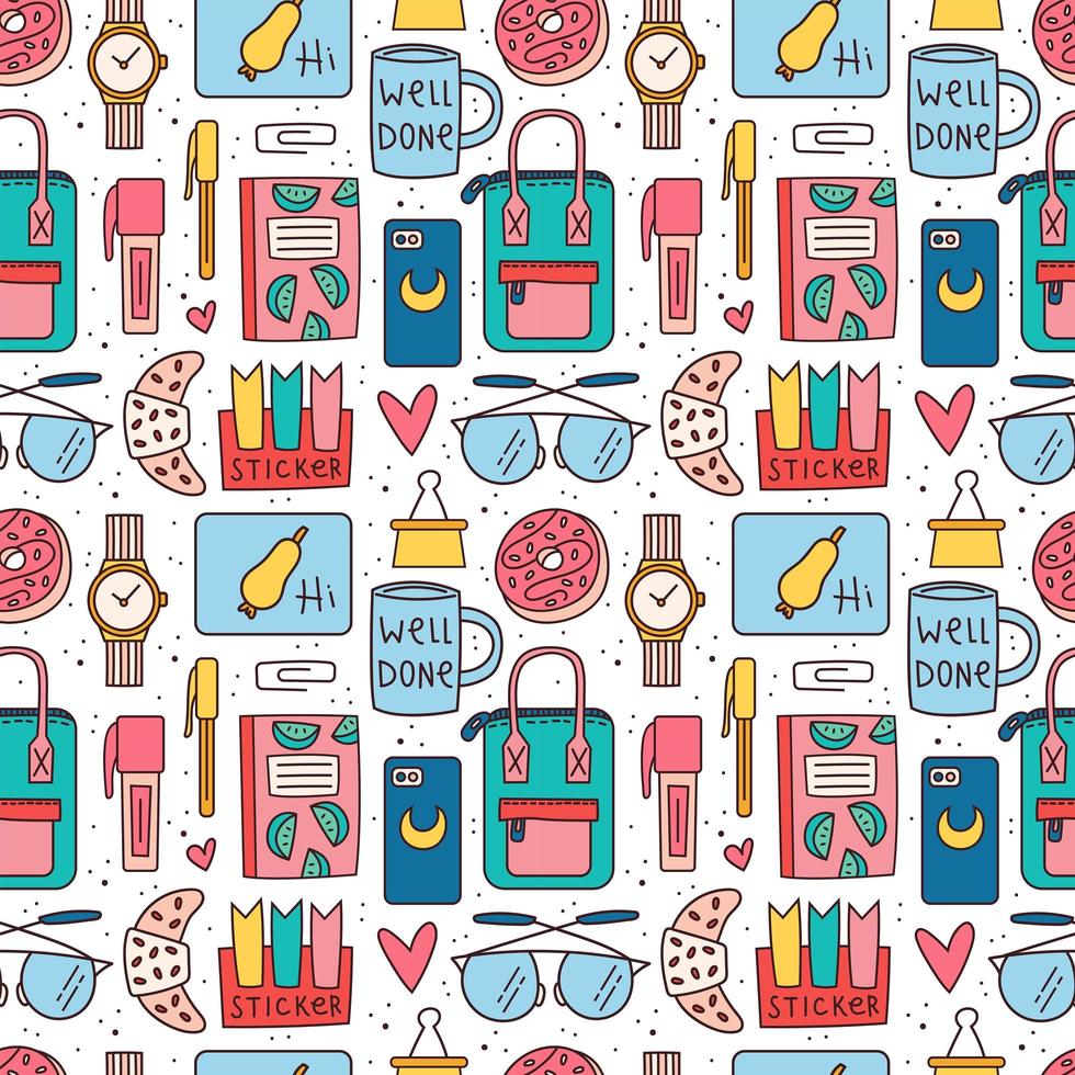 Back to school and office themed seamless pattern vector