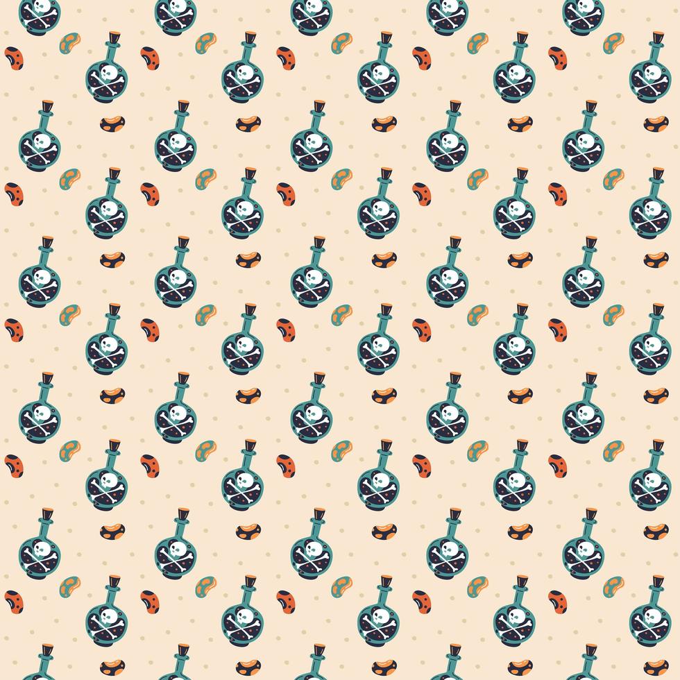 Halloween Seamless Pattern with Poison Bottle vector