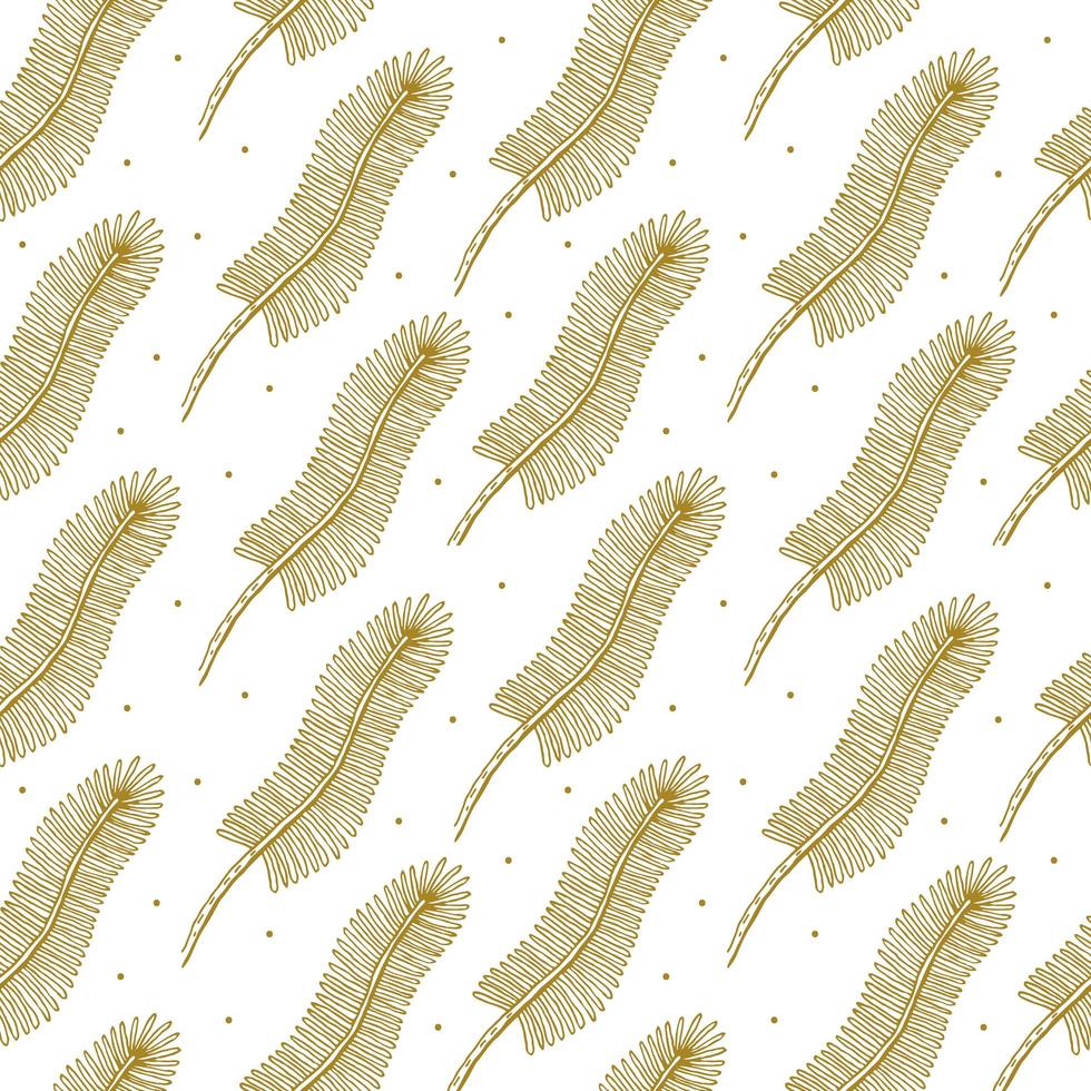 Gold foliage seamless pattern vector