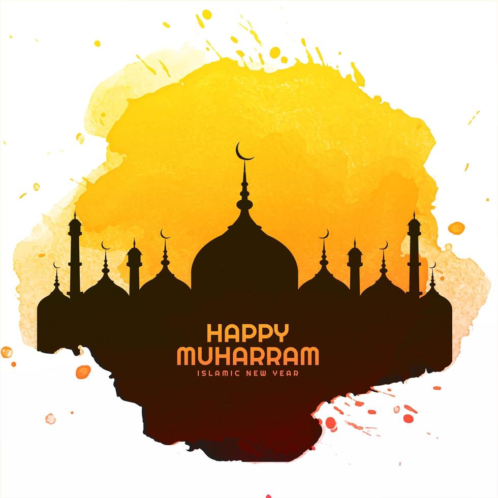 Happy muharram holiday card background vector