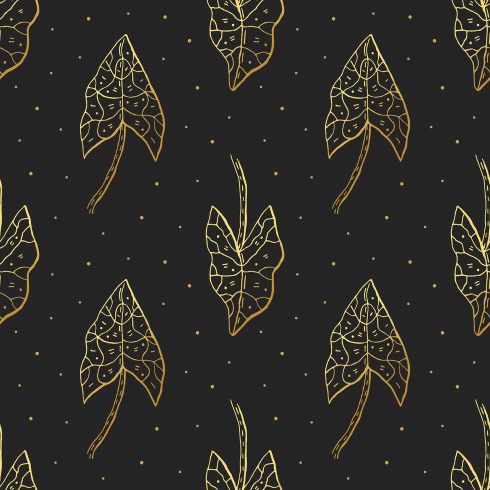 Gold foliage seamless pattern vector