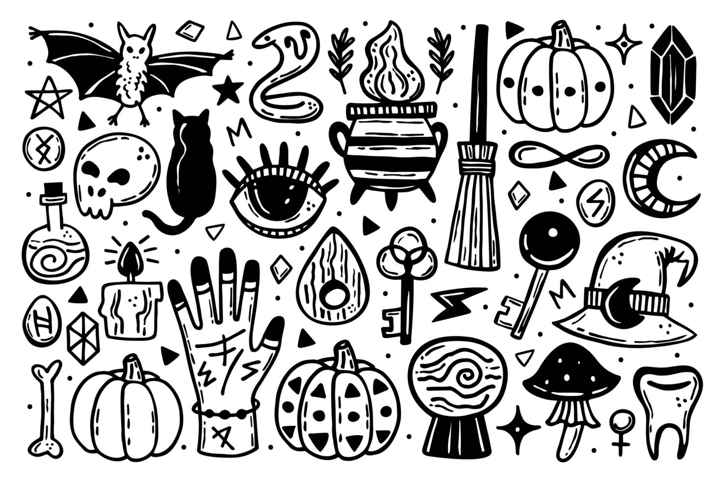 Cute halloween icon set vector