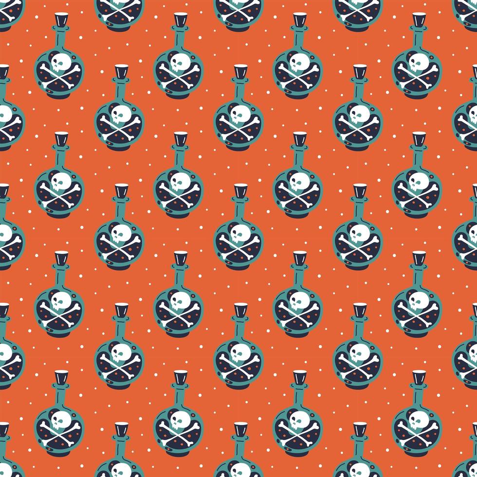 Halloween Seamless Pattern with Poison Bottle vector