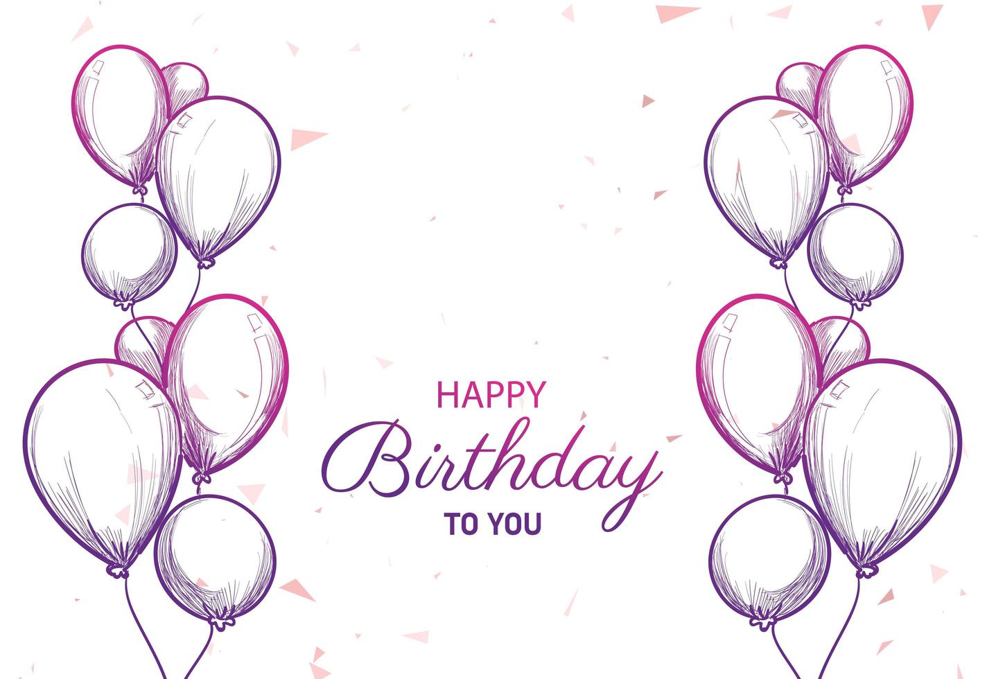 Happy birthday card with balloons sketch vector