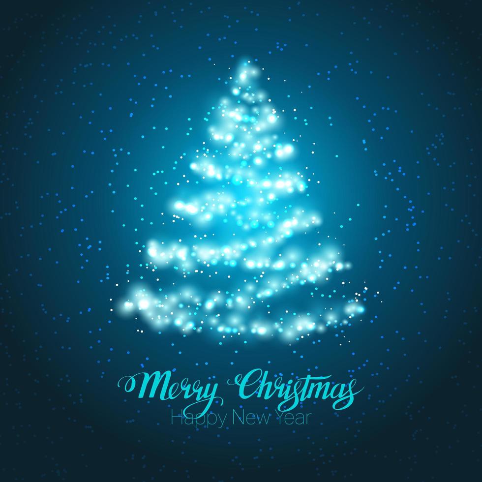 Christmas shining tree card vector