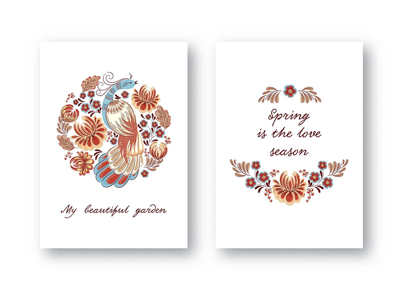 conjunto de tarjetas de felicitación de aves populares vector