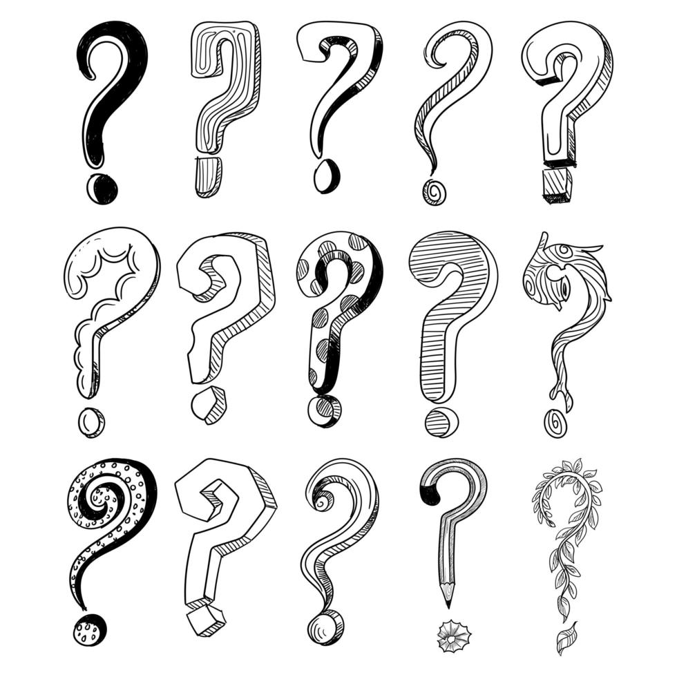 Hand drawn question marks sketch pack vector