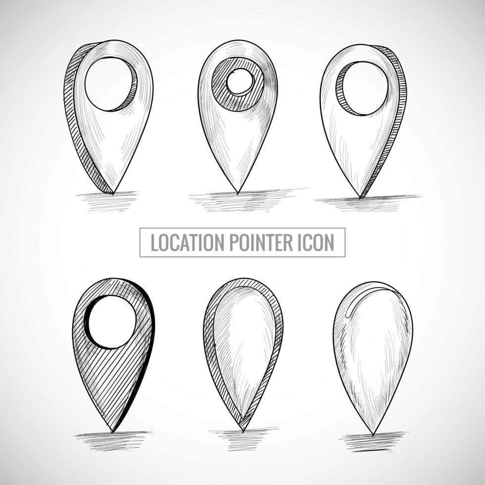 Hand drawn location pointer icon set  vector