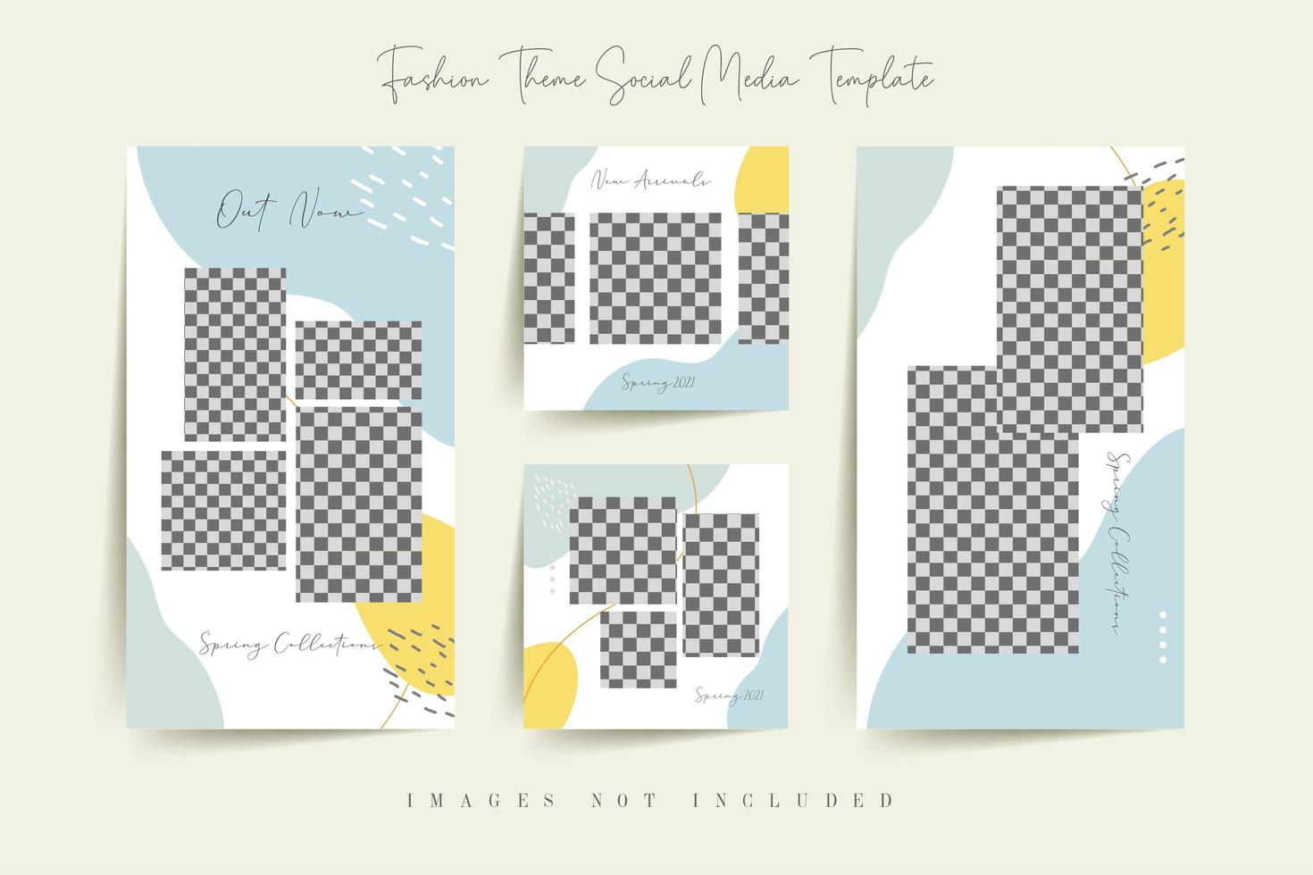 Social media post template with tropical leaves  vector