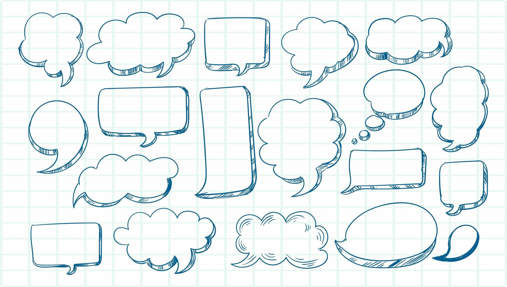 Hand drawn sketch speech bubble set vector