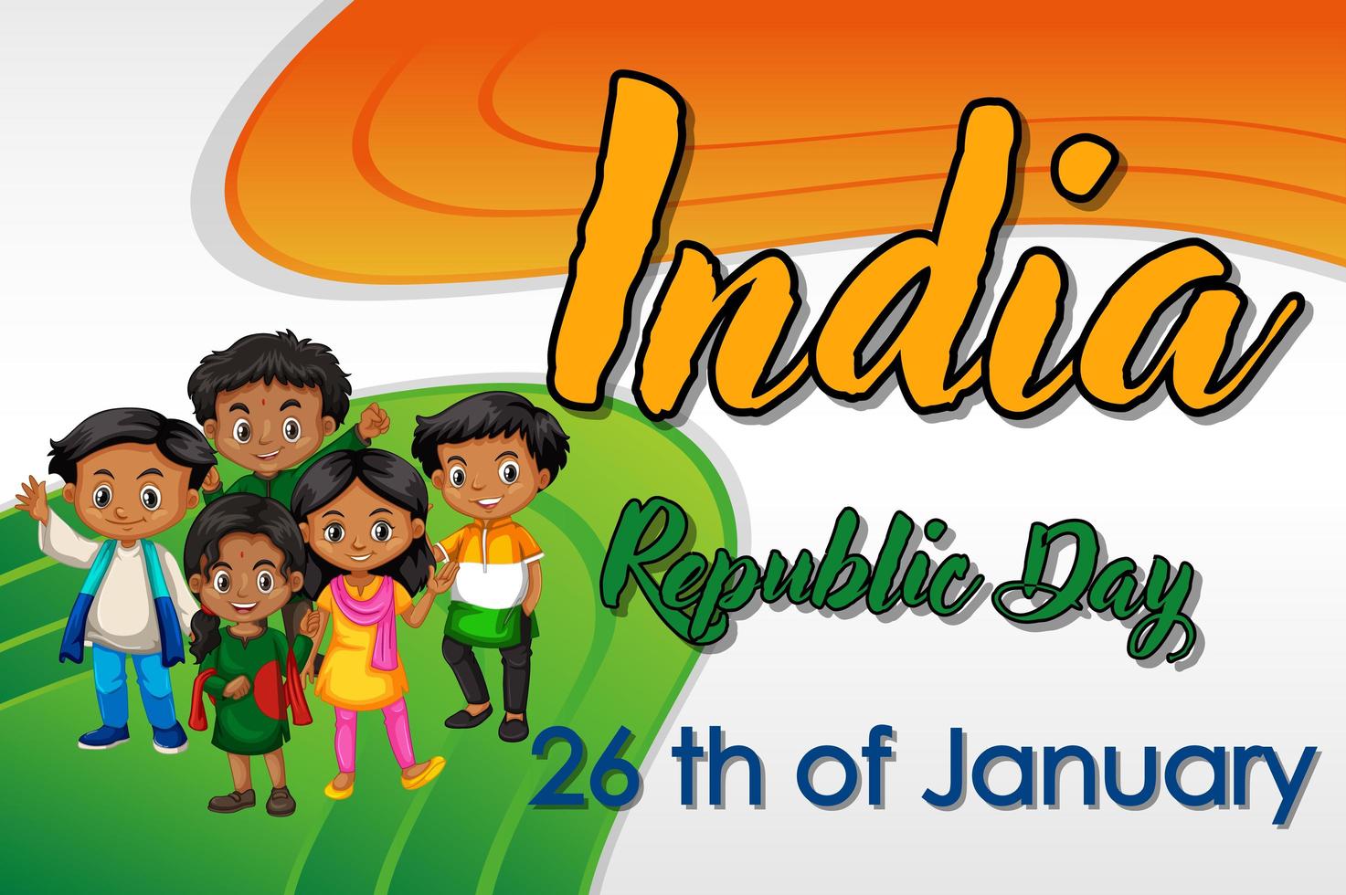 Public Holiday Poster Design with Happy Kids vector