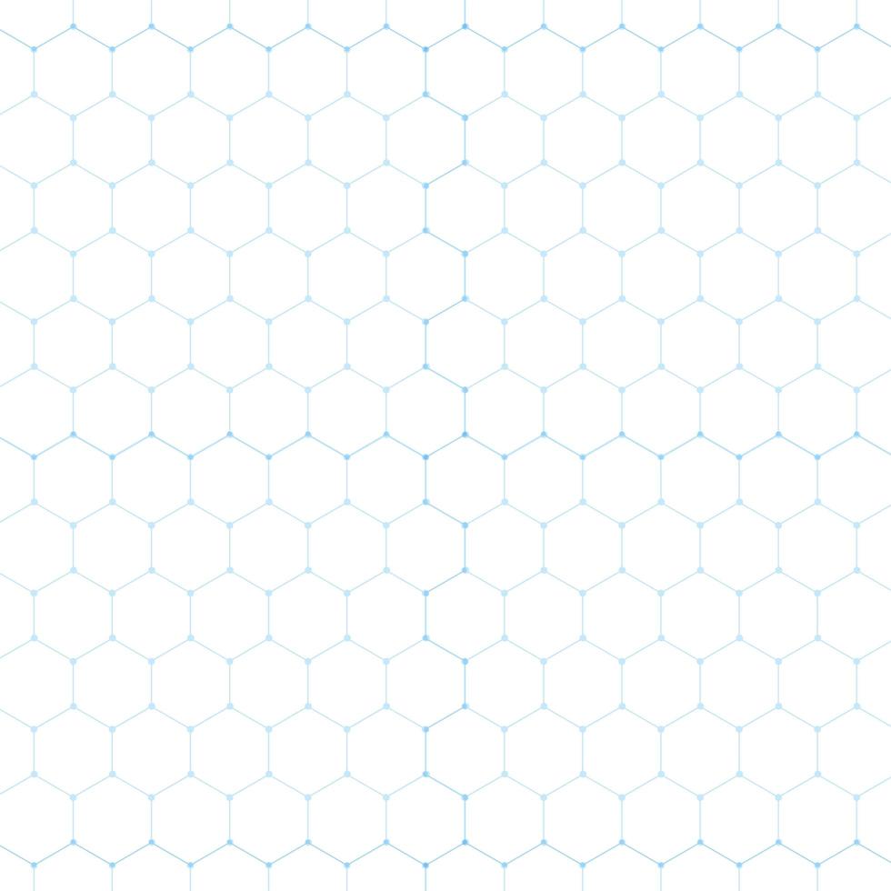 Abstract blue outline hexagon white background vector