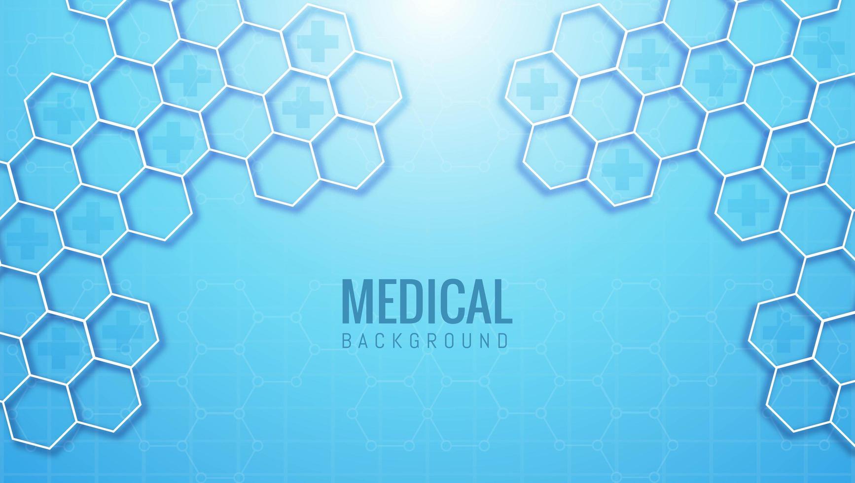 Fondo hexagonal médico y sanitario abstracto vector