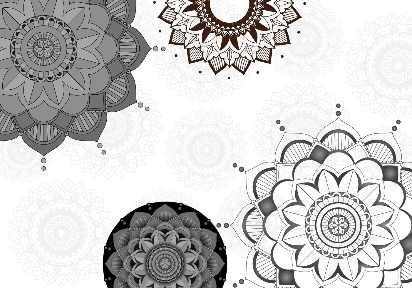 diseño de fondo gris y negro con patrones de mandala vector