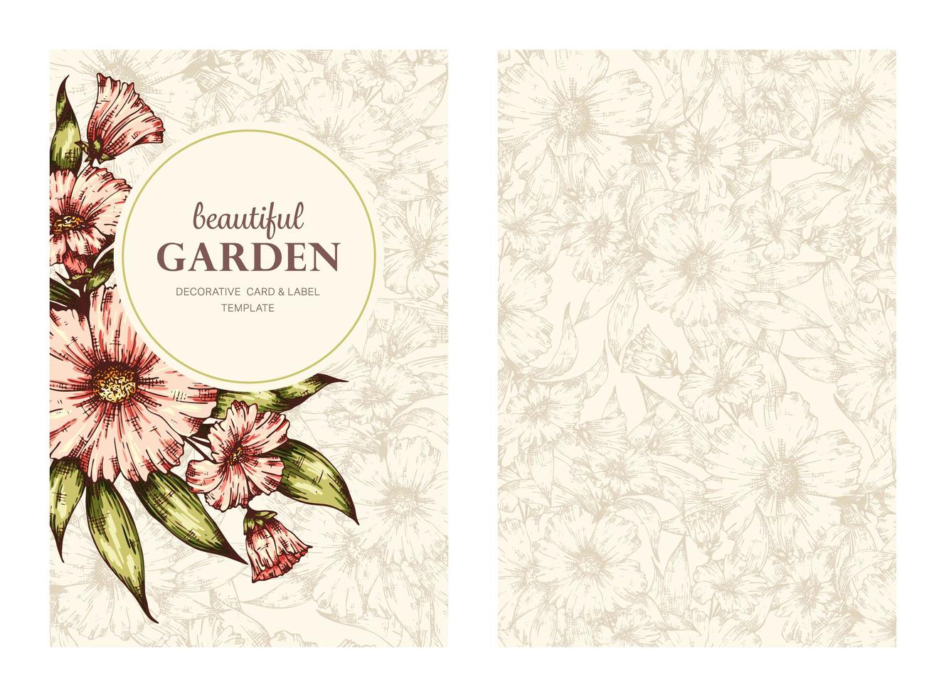 Floral greeting card template vector