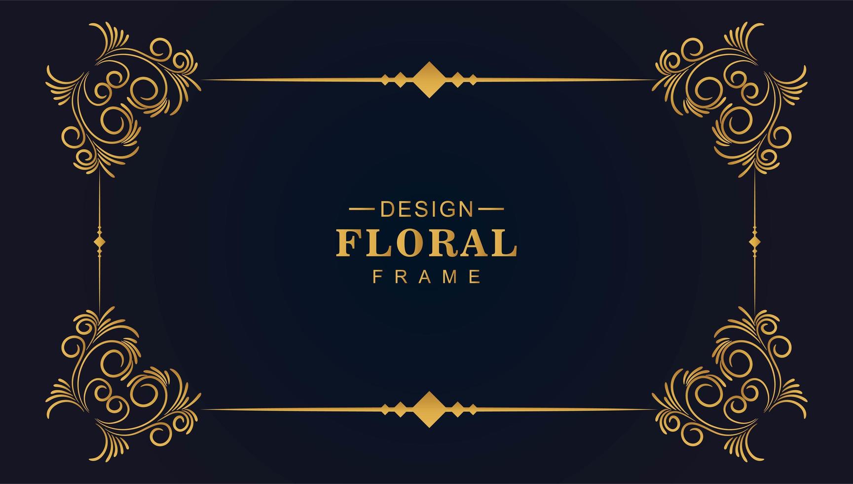 Ornamental gold line decorative floral frame vector