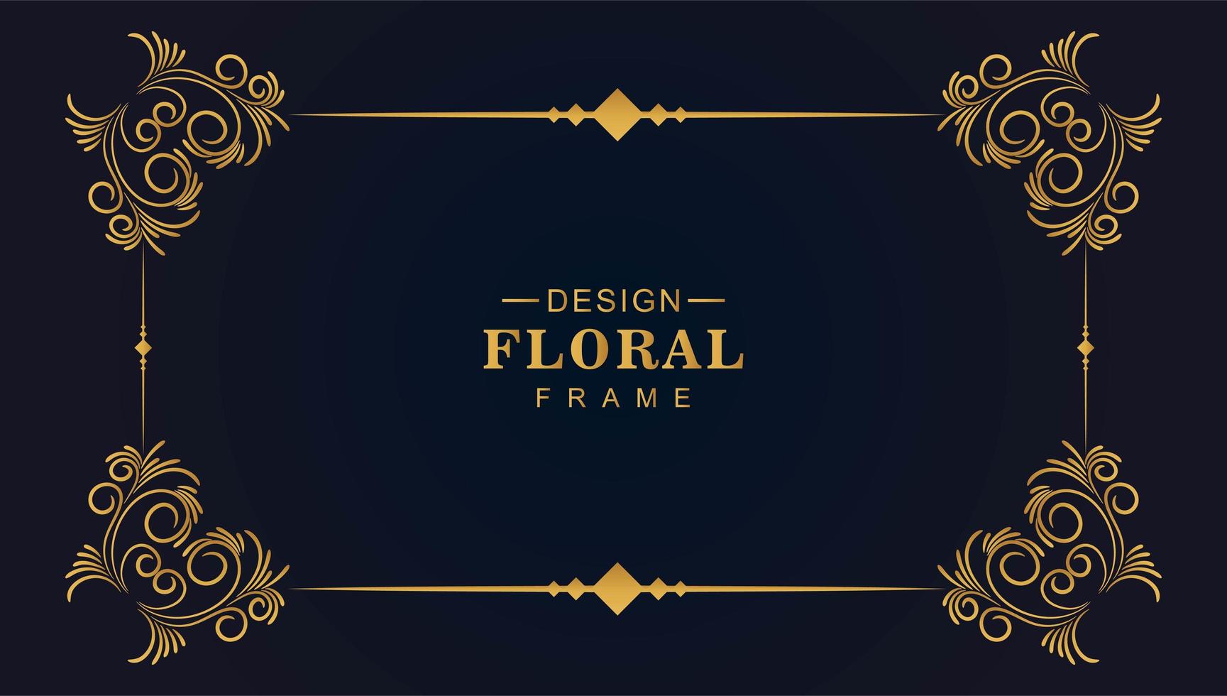 marco decorativo floral dorado ornamental vector