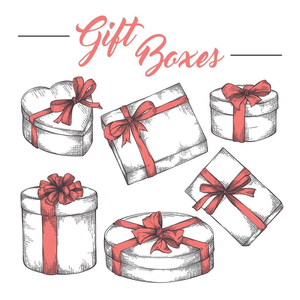 Colección de bocetos de cajas de regalo vector