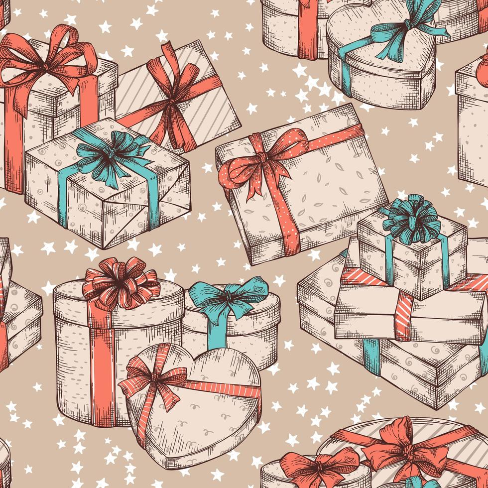 Gift boxes seamless pattern background vector